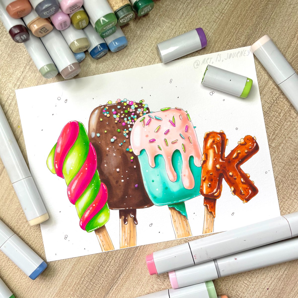 art_is_journey's tweet image. Ice cream addiction!🍦Please, bear with me, I will be posting lots of ice cream in the following two weeks, as our drawing theme for the month of June is ICE CREAM! Join my Patreon to learn more 😊 patreon.com/art_is_journey
#markerketch #drawinglessons #markertutorial #copic #copic
