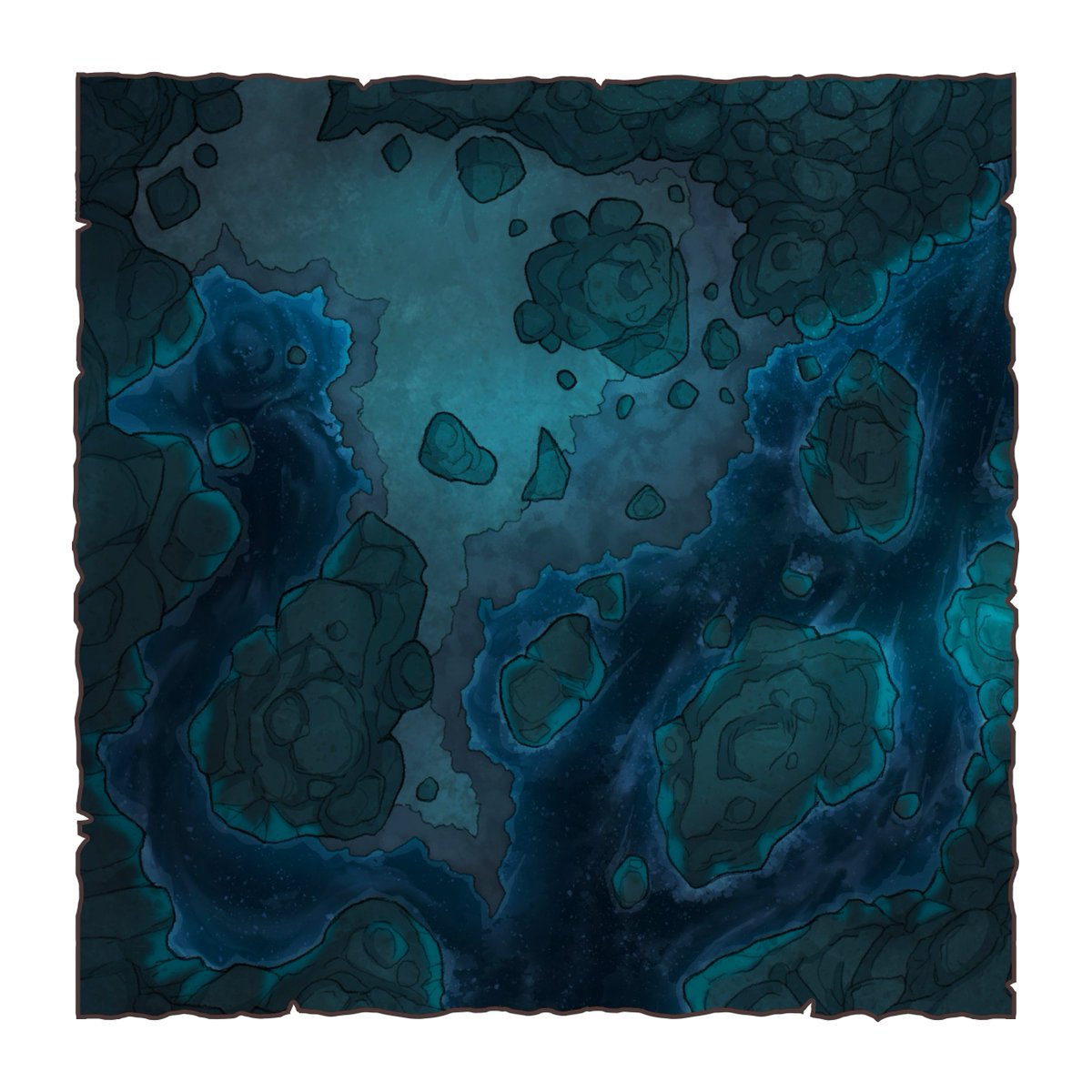 MapHatchery's tweet image. A close-up of the rocks and swirling waters of the Fungal Caverns 🌙💫✨

#battlemaps #dnd #ttrpg