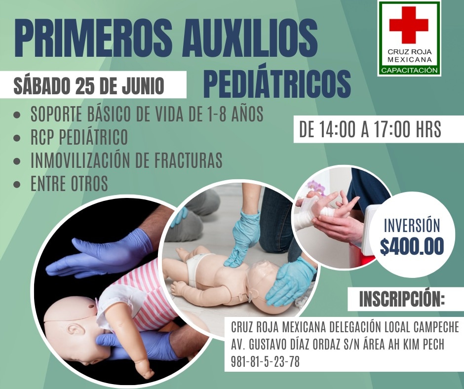 CruzRojaCamp's tweet photo. ¡Todavía estás a tiempo! Inscríbete a nuestro curso de Primeros Auxilios #Pediátricos. Ideal para padres de familia, educadoras, personal al cuidado de menores y toda la familia 👇🏼 https://t.co/JUqRhHlKEc