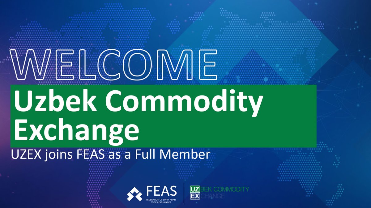 Welcome new FEAS Full Member - Uzbek commodity exchange !

We congratulate UZEX for becoming FEAS Full Member, and also congratulate FEAS current members for this good news.

More: lnkd.in/eVurC5GV

#FEAS #FEASMember #NewMember #FullMember