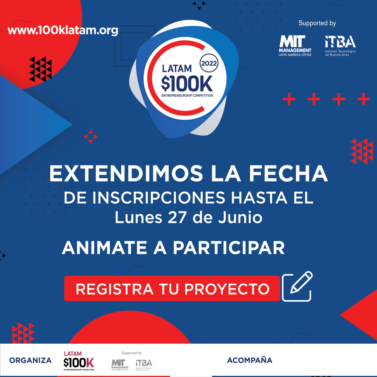 aceleralitoral's tweet image. ¡A pedido de los emprendedores! 

#100kLATAM extiende su fecha de inscripción hasta el lunes 27 de junio.

¡Hay más de 100 mil dólares en premios!

Inscribite ahora en 👉 
…latam2022.app.gradus-softwares.com.br/#/login   

#100klatam #Innovación #Tecnología #Crecimiento @Latam100 @ITBA @MITSloanLATAM