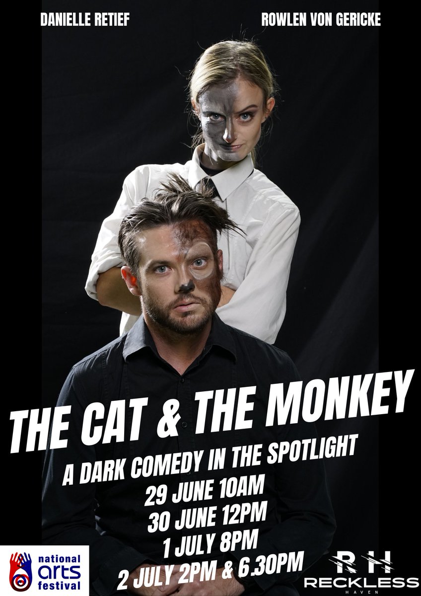 RowlenEthelbert's tweet photo. Catch 'The Cat &amp; The Monkey' live in Makhanda @artsfestival book your tickets and come enjoy a Comedy set in the Spotlight

@RowlenEthelbert @danielleretief @TheatreSA #theatre #comedy #live #naf #cat&amp;monkey https://t.co/9SLvOR6i6G