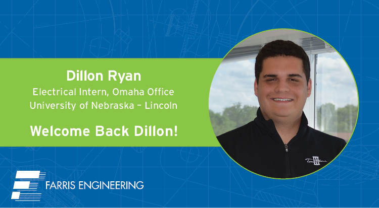 Farris is excited to welcome back Dillon as an electrical intern in our Omaha office! He is currently attending the University of Nebraska – Lincoln and studying Electrical Engineering.

Welcome back Dillon! 🙌