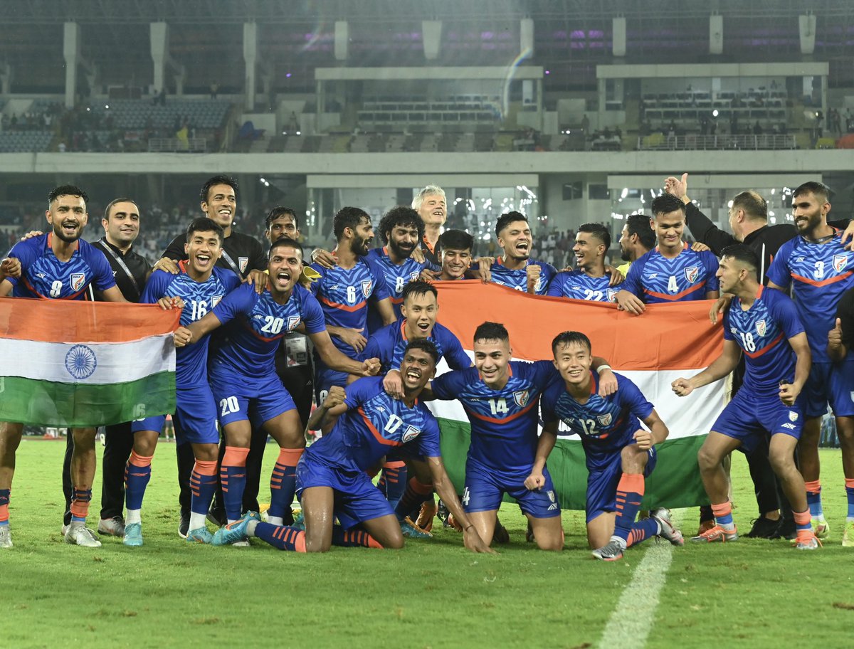 _ishanpandita_'s tweet photo. PANDITAAAAA TIME BABYYY!!! First official one for my country! No better feeling than representing your nation. Fantastic performance from the boys last night. Top of the group and off to the AFC Asia Cup 2023! This is the new India. Jai Hind! 🇮🇳 https://t.co/2Jr26T7hot