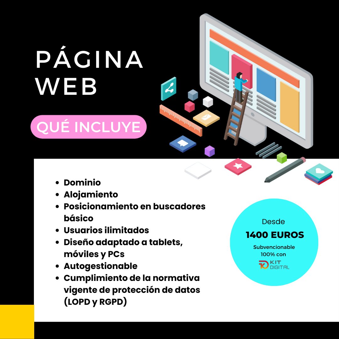 ITEXONSpain's tweet photo. Creamos tú página web al completo, como tú quieras, en 2 semanas.

Ah, y gracias al #KitDigital te puede salir GRATIS

#bonodigital #redes #paginaweb #web #digitalizacion https://t.co/iskfTC8OUm