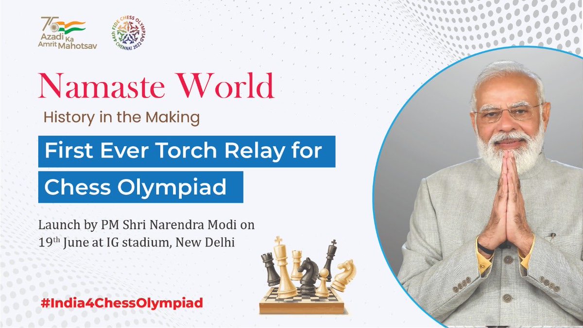 Viswanathan Anand (@vishy64theking) on Twitter photo A proud moment for Indian Chess. Do join me and the Indian Chess Team as we light the torch for a historic Olympiad in the presence of our Respected Prime Minister <a href="/narendramodi/">Narendra Modi</a> .
<a href="/aicfchess/">All India Chess Federation</a> <a href="/saimedia/">SAI Media</a> #India4chessolympiad A proud moment for Indian Chess. Do join me and the Indian Chess Team as we light the torch for a historic Olympiad in the presence of our Respected Prime Minister <a href="/narendramodi/">Narendra Modi</a> .
<a href="/aicfchess/">All India Chess Federation</a> <a href="/saimedia/">SAI Media</a> #India4chessolympiad