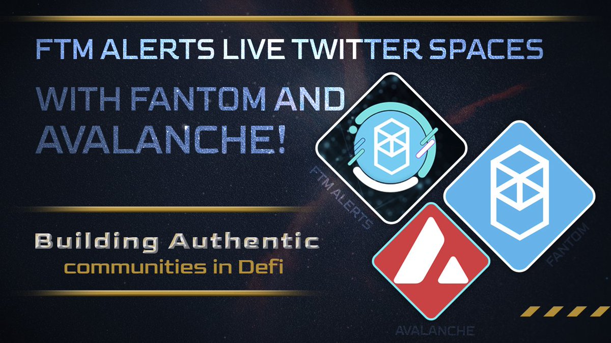 📅Mark your Calendar!📅

Event: Twitter Spaces Live with the teams from @avalancheavax and <a href="/FantomFDN/">Fantom Opera</a>!

When: Tuesday 6-21 at 2pm UTC (10am EST) 

Topic: Building Authentic communities in #DeFi 

Where: x.com/i/spaces/1lPKq…

$FTM $AVAX