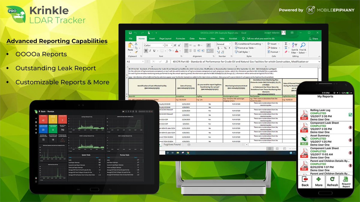 KrinkleApps's tweet photo. Preparing your #oilandgas company's #OOOOa reports for the EPA's audits can be nerve-racking. Ease your mind with Krinkle LDAR Tracker Pro®'s monitoring, tracking, and data collection capabilities associated with #LDAR. For more info, check out https://t.co/774itx65E0. https://t.co/zxOHhaBQdL