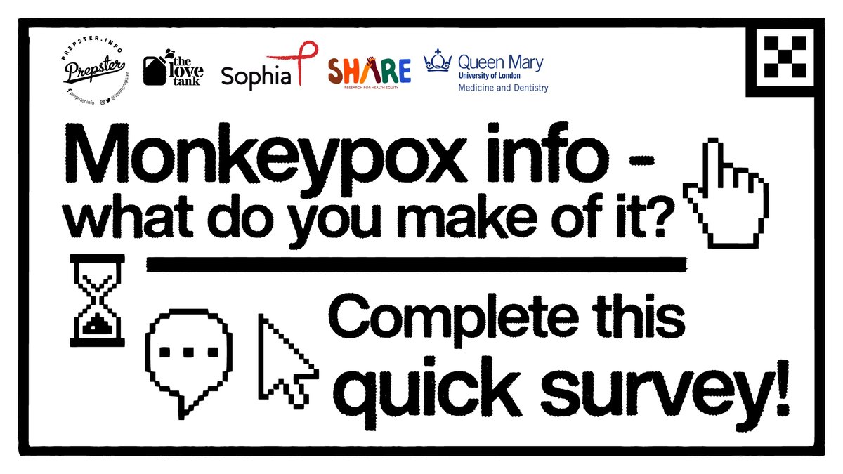 Tell us your views about what you're seeing about monkeypox in the media &amp; in public health information. 

Complete this quick, confidential survey and help inform future work.

smartsurvey.co.uk/s/EQUEO0/

<a href="/SophiaForum/">Sophia Forum</a> <a href="/ShareEastLondon/">SHARE Collaborative</a> <a href="/TheLoveTankCIC/">The Love Tank</a>