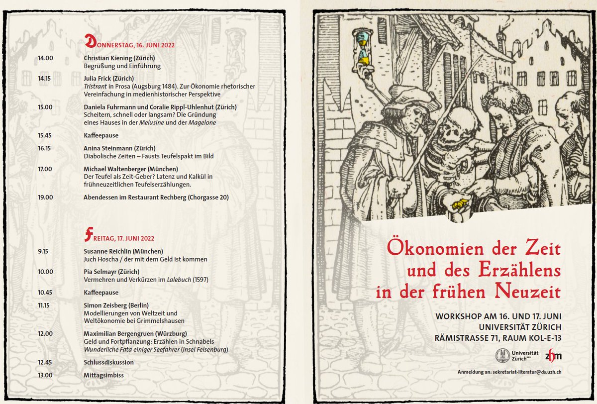 ZMediologie's tweet photo. #heute am #ZHM: Workshop zu Ökonomien der #Zeit und des Erzählens in der #FrüheNeuzeit. Orga: Christian Kiening &amp; Pia Selmayr. Wir freuen uns auf Gäste von @LMU_Muenchen, @sfb_1369, @Uni_WUE, @FU_Berlin  &amp; @uzh_ds #Mediävistik #medievaltwitter https://t.co/AqyHSWC1Ch