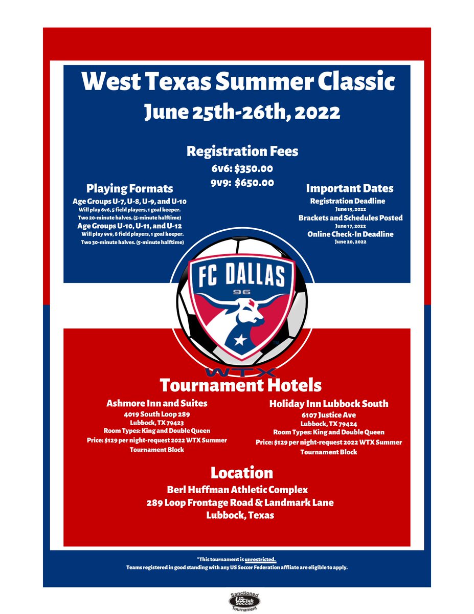fcdwtx's tweet photo. Today is the deadline to register for the West Texas Summer Classic!

https://t.co/HdEzW2QDnz https://t.co/fqHHUl4ec7
