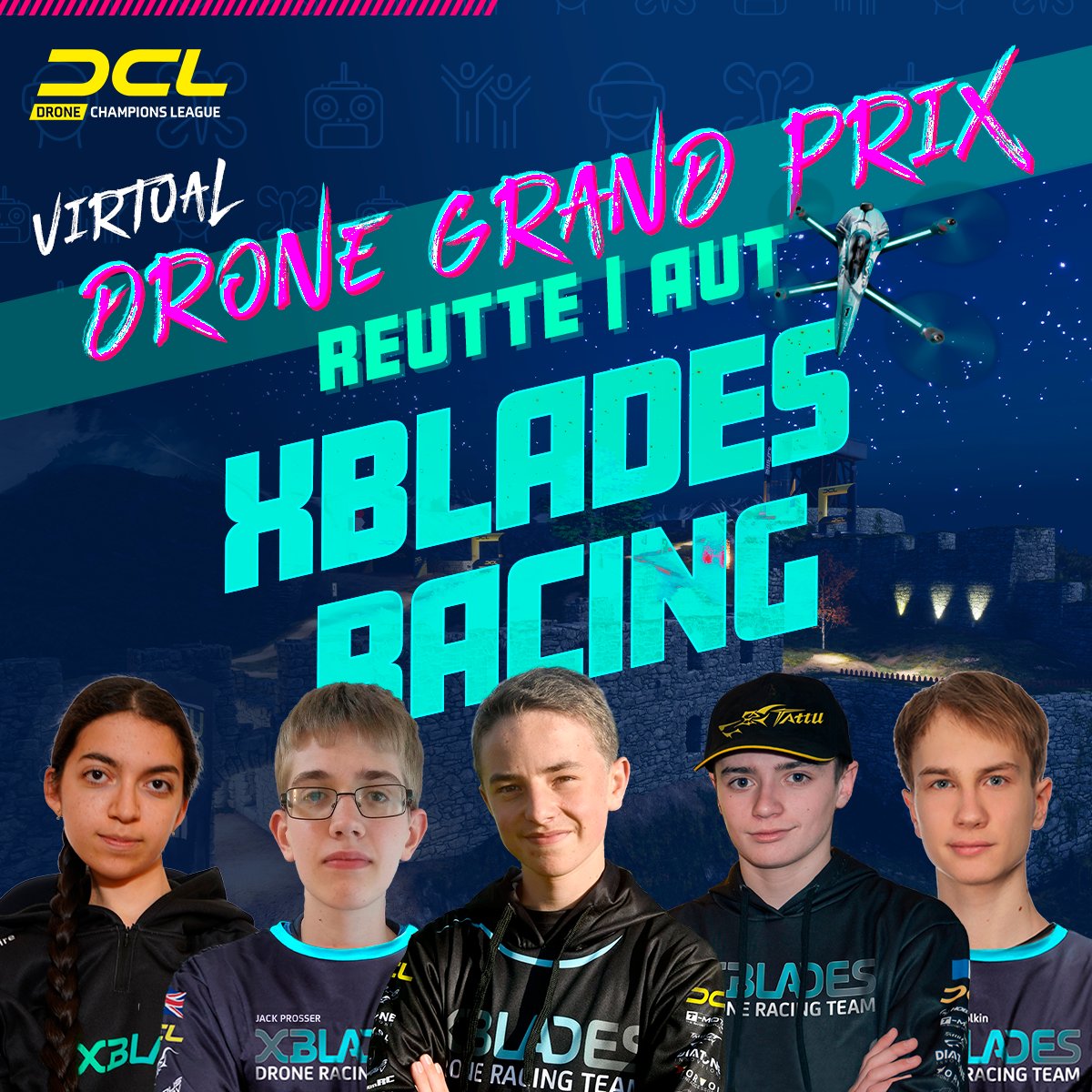 DroneChampionsL's tweet photo. Only a few days left until the 3rd race - so here they are: the Pilot Rosters for Reutte, Austria!

Who will earn a spot on the winners podium this time?

More Infos here: https://t.co/hkeUfhSOat

⏰: Saturday 18th of June from 10:00 UTC
🥸: https://t.co/FaxKguwHQw

#DCL22 https://t.co/RXa1w9fWId