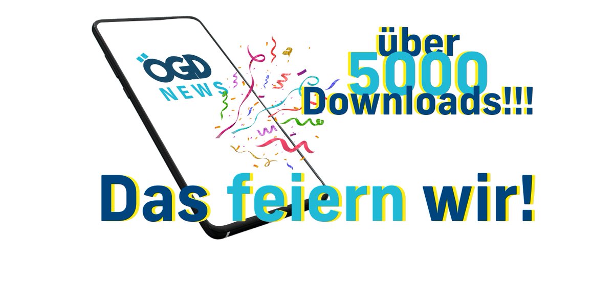 #App ÖGD NEWS: über 5.000 #Downloads!! Nach ihrem Start vor rund 6 Wochen ist #ÖGD NEWS schon über 5.000 Mal downgeloadet worden. Herzlichen Dank für alle, die uns so großartig unterstützt haben! Das feiern wir! Download unter app.p-dt.org