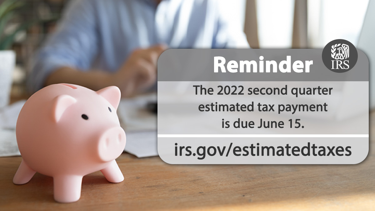 IRSsmallbiz's tweet photo. #IRS reminder: Quarterly estimated tax payment due TODAY. See: https://t.co/WWhXg4XLFX https://t.co/O7GfpOYK9N
