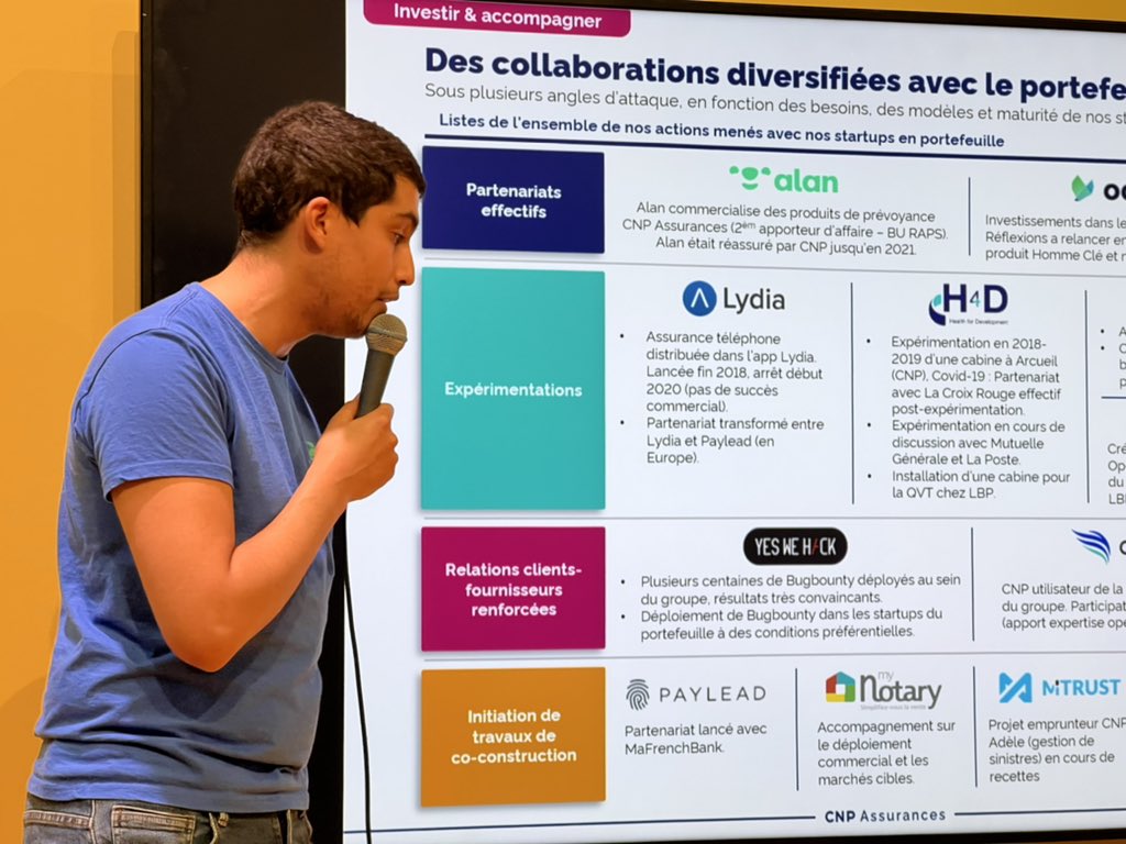GroupeLaPoste's tweet photo. Au tour de #OpenCNP, le fonds de corporate venture du groupe @CNP_Assurances lancé en 2016 de pitcher sur le stand du @GroupeLaPoste à #VivaTech https://t.co/TJDhB9wVBb