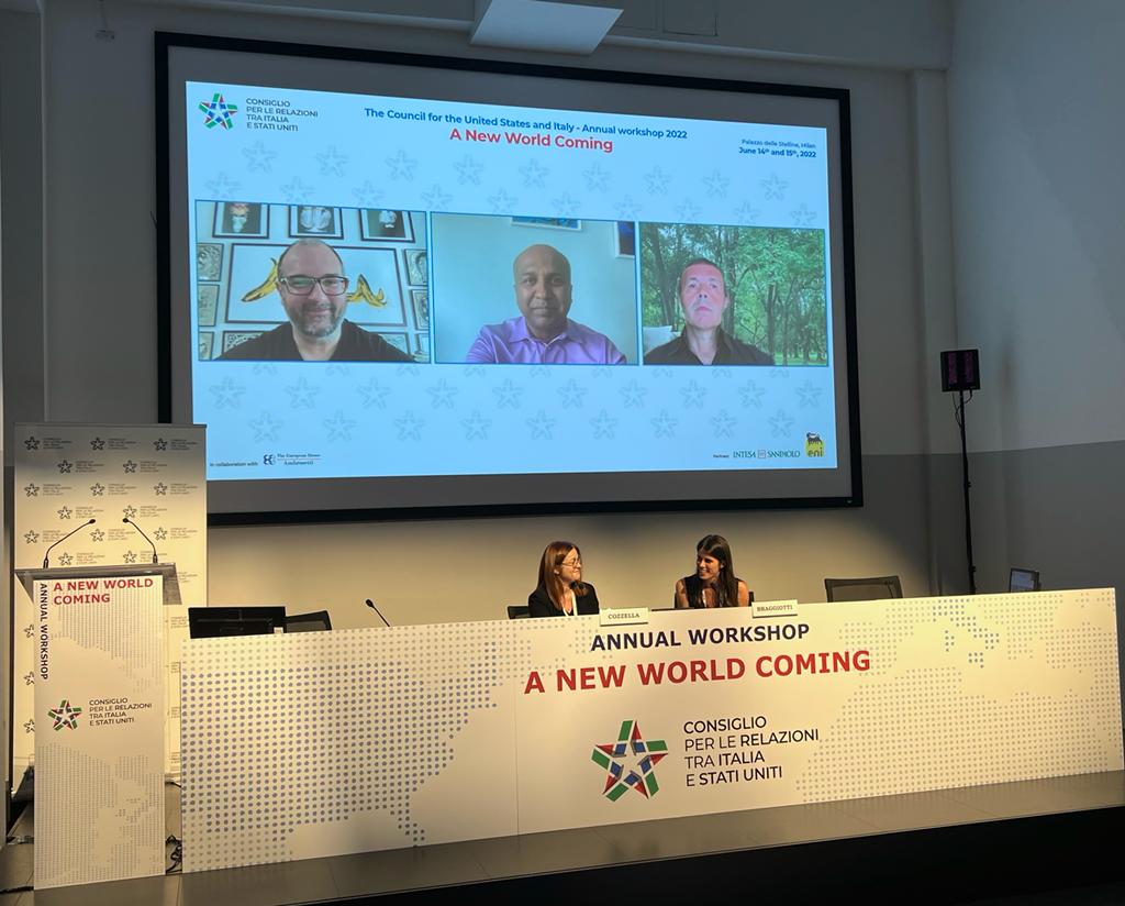 consiusa's tweet photo. Great discussion on the social role of brands as symbols of culture and #lifestyle in the panel with @michelecmassari, @ele_cozzella, Sree Sreenivasan and Andrea Silvestrini @Spotify. #Consiusa #Italy #US #annualworkshop #innovation #brands #culture @eni @intesasanpaolo @riotta https://t.co/yOSshjn3rh