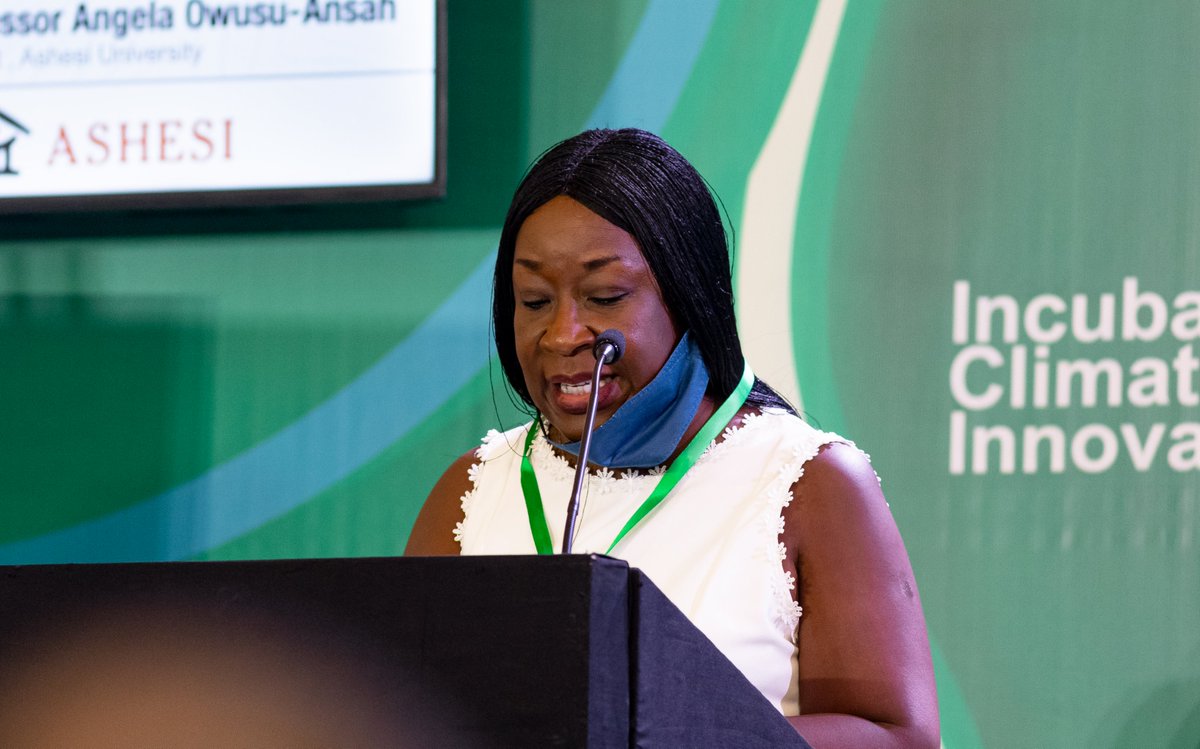 GhaCIC's tweet photo. We are live at Kempinski Hotel for #IncubatingClimateInnovation2022 In her welcome address, Prof. Angela Owusu-Ansah, Provost of @Ashesi highlighted the importance of simple, novel and effective solutions to solving the complexities of climate change #GCIC https://t.co/b2uPDNE0NR