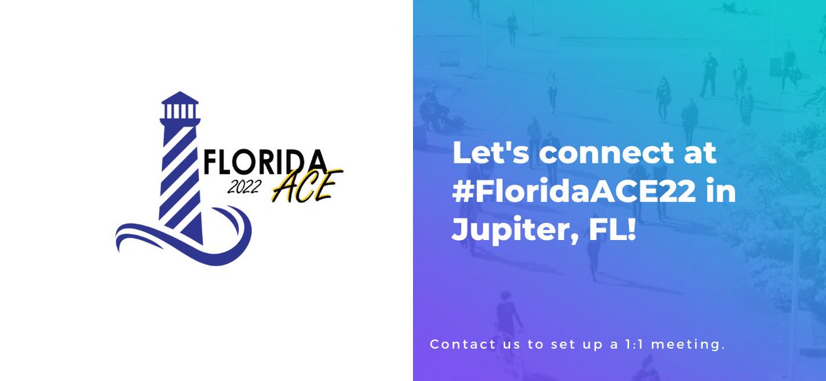 symplicitycorp's tweet photo. 📍We're at the #FloridaACE22 Annual Conference! Let's find some time to talk about how @symplicitycorp can help students connect with the right employer. Click here to schedule a conversation 👉 https://t.co/OeNJupPCGw https://t.co/7j3AQEqD1L