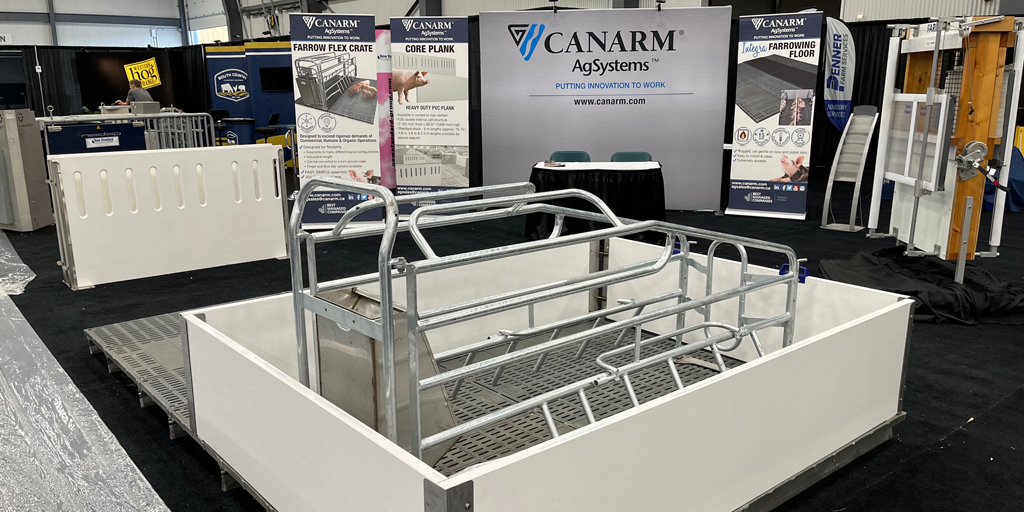 CanarmAgSystems's tweet photo. We're all set up and waiting for you at Alberta Pork Congress!
Booth 223, 322, 221 &amp; 320

#swineproducts #albertapork #tradeshow #Farrowflex #crates #IntegraFlooring #penning #ventilation https://t.co/XAawxSfCdG