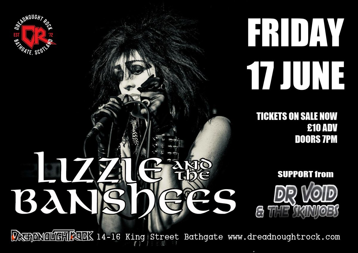 Dreadnoughtrock's tweet photo. LAST couple of days to nab an advance ticket for the only tribute to Siouxsie and the Banshees hitting @Dreadnoughtrock
A home town gig for first time in nearly 5 years
#nobrainer
#getaticket
https://t.co/yfkkRk4Z7R https://t.co/ljIpHBT86D