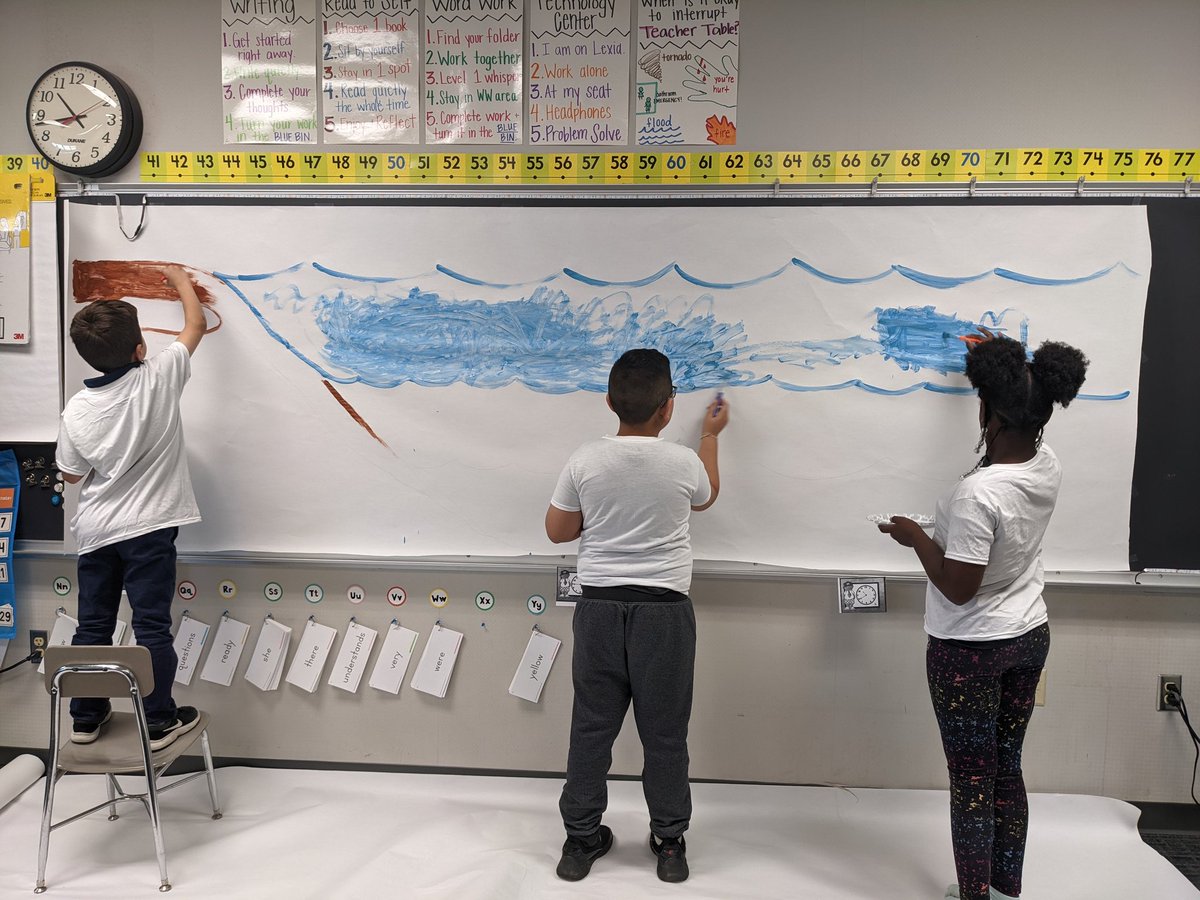 Summer school fun! Learning about the zones of the ocean and creating a mural.