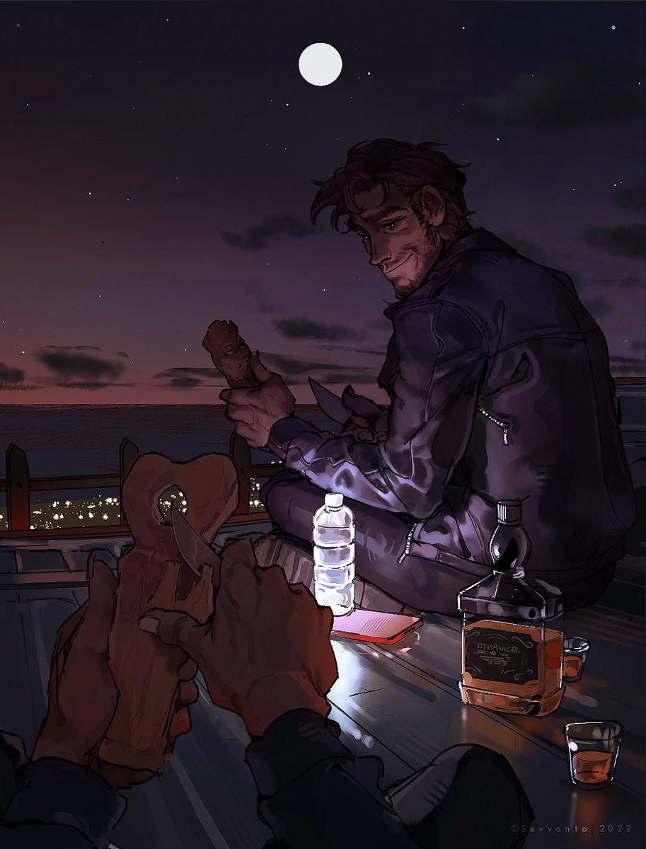 Sevvanto's tweet photo. [Dream Daddy] Under the stars https://t.co/8LS2waOfIU