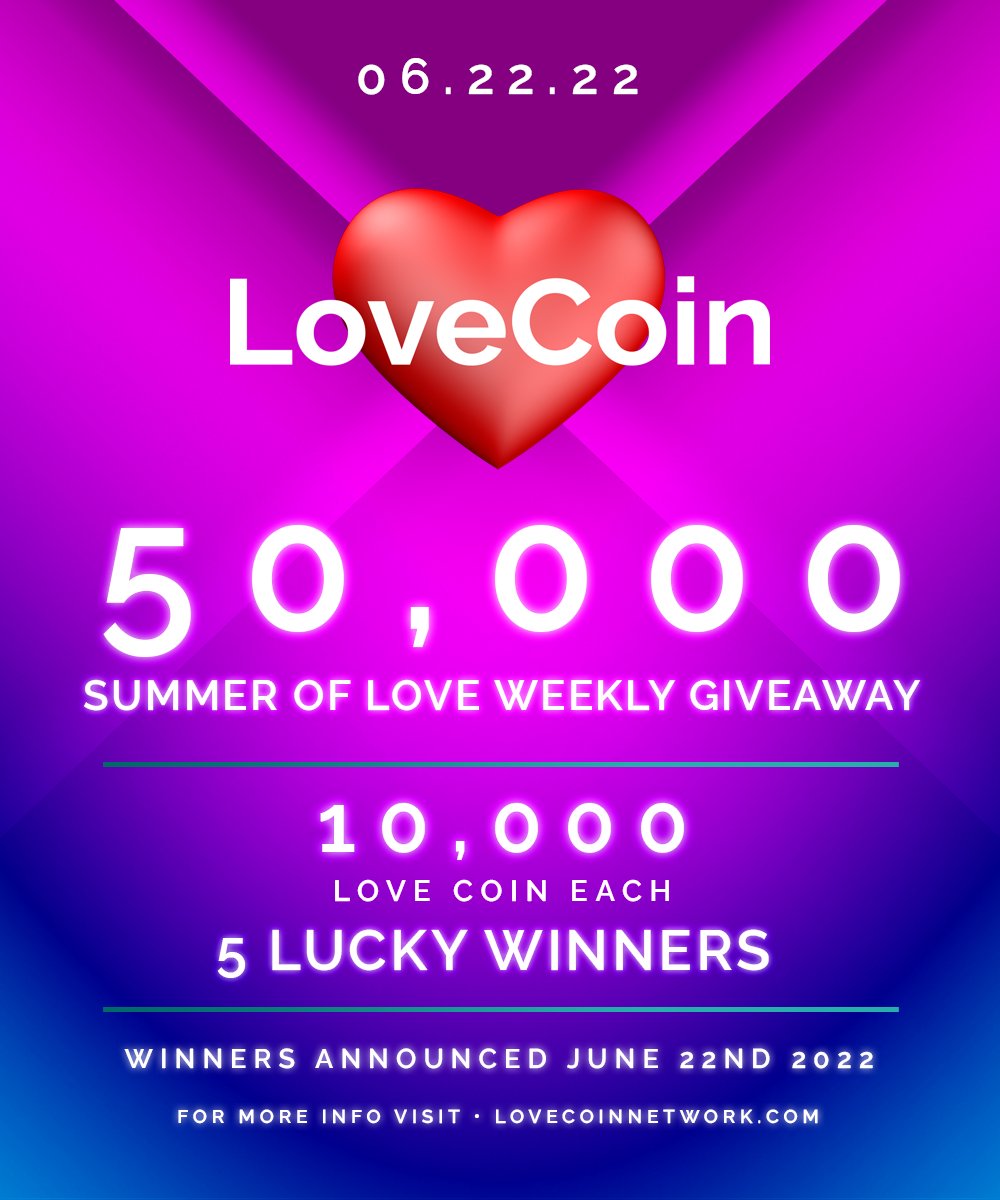 #LoveCoin 50K Giveaway 💌

Rules to Enter 🧐

💌 Follow @LoveCoinXRP
💌 Follow <a href="/LoveCoinXRPL/">LOVE ❤️ COIN</a>
💌 Retweet Post
💌 Tag Friends

Check out V3 of our website!
10 Months on #XRPL! 🫶
AMA Soon!

5 Winners Win 10,000 #LoveCoin each!

06.22 ⏳

Visit Us
LoveCoinNetwork.com🤝✅❤️