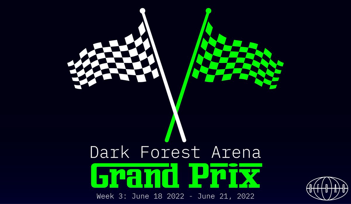 d_fdao's tweet photo. 1/ Start your engines!

This weekend is round 3 of 🏎️ Dark Forest Arena: Grand Prix 🏎️!

In this FREE game mode, race against the clock to capture the 🎯. The fastest player after 72hrs will win $100 xDAI and a trophy! 
The map will be chosen by our community in Discord. https://t.co/g45c9UUoqi