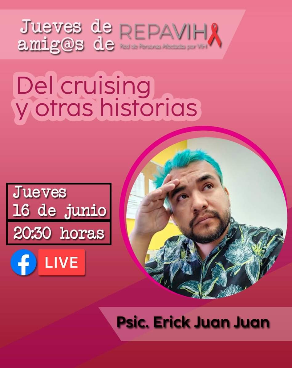 RepavihMID's tweet photo. El cruising puede definirse como la práctica de ligar, conocer y hasta tener encuentros eróticos/sexuales con una o más personas en lugares públicos.Acompáñanos en la entrevista con el Psic. Erick Juan Juan en jueves más de amig@s de Repavih
#TeamREPAVIH
#CentroComunitario https://t.co/T2rH5hVfwj