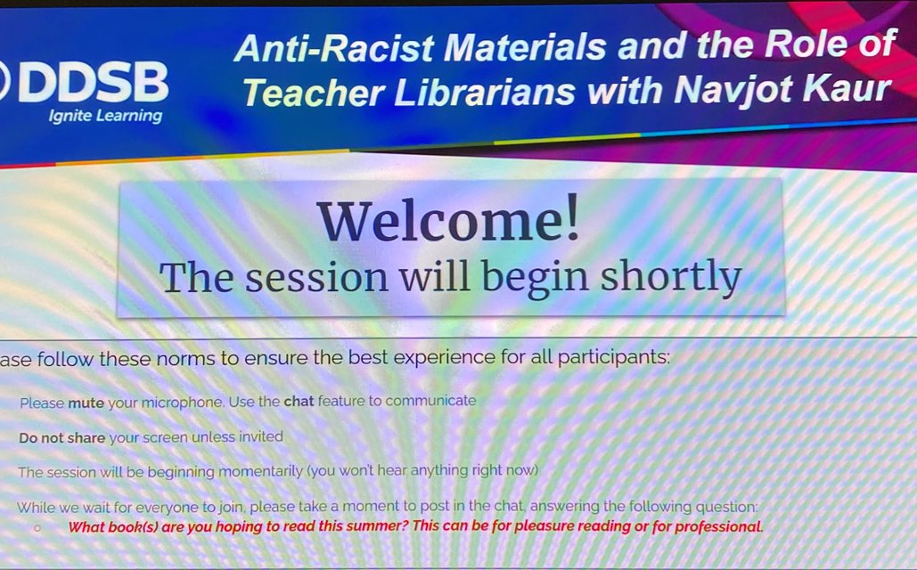 Equity_DDSB (@equity_ddsb) on Twitter photo What is the role of the Teacher Librarian as we implement Human Rights at the DDSB? We are delighted to dive in with authour Navjot Kaur this morning to help us to live out our duty bearer responsibilities on the ground. <a href="/JackNigro/">Jack Nigro</a> <a href="/m_hamid/">Mustafa Hamid</a> <a href="/MaggieLazarus/">Margaret Lazarus</a> <a href="/saffronpress/">Saffron Press</a> What is the role of the Teacher Librarian as we implement Human Rights at the DDSB? We are delighted to dive in with authour Navjot Kaur this morning to help us to live out our duty bearer responsibilities on the ground. <a href="/JackNigro/">Jack Nigro</a> <a href="/m_hamid/">Mustafa Hamid</a> <a href="/MaggieLazarus/">Margaret Lazarus</a> <a href="/saffronpress/">Saffron Press</a>