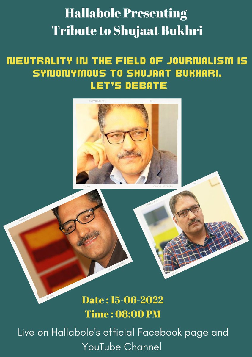 Hallabole1's tweet photo. Neutrality in the field of Journalism is synonymous to Shujaat Bukhari. Let’s debate https://t.co/qJdOwLe64Y