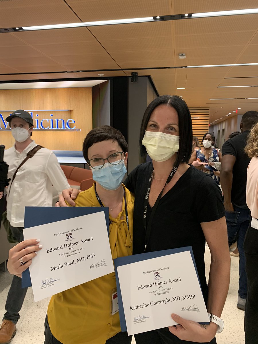 Once again a proud PD as 2 former fellows win Penn DOM Holmes Early Stage Faculty Awards. Congratulations to @MariaCBasil and @k8courtright. 2 amazing women adding so much to the field of pulmonary medicine already. @PennPulmonary @PennMedicine