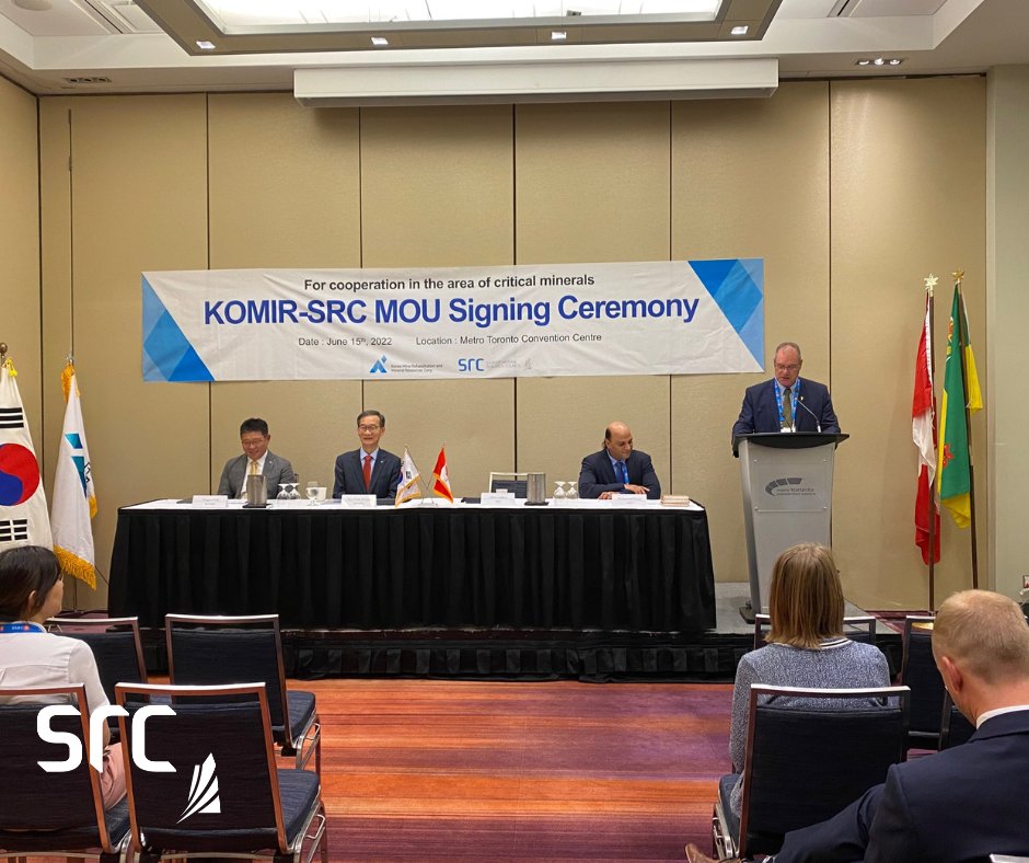 SRCnews's tweet photo. SRC and the Korea Mine Rehabilitation and Mineral Resources Corp (KOMIR) signed a Memorandum of Understanding today for cooperation in the area of critical minerals. https://t.co/Jri1rN9YyK
The signing ceremony was held at @the_PDAC Convention
#RareEarths #REE #REESRC #PDAC2022 https://t.co/7WTgJucrC5
