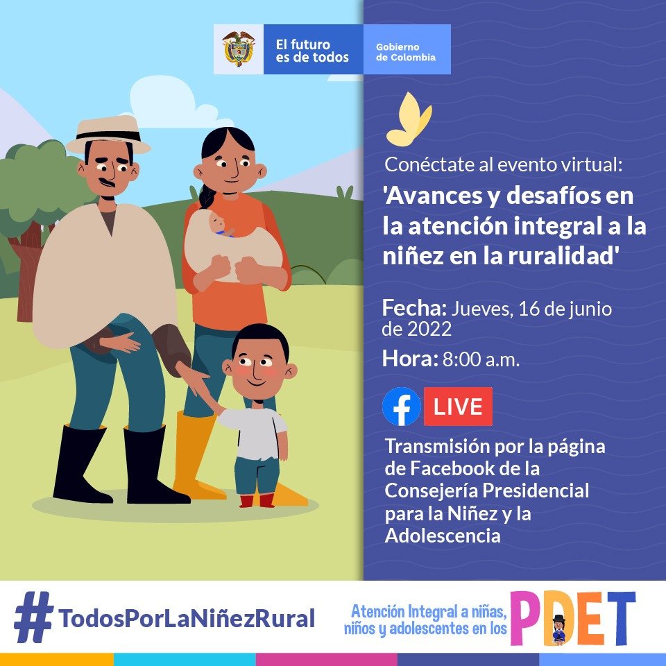 ¡Agéndate! 🗓

Mañana a las 8:00 a.m. conéctate a este evento virtual que busca reconocer los avances, desafíos y potencialidades que tiene el país alrededor de la atención integral a la niñez y adolescencia en la ruralidad. 

➡️bit.ly/3QqhYdg

#TodosPorLaNiñezRural