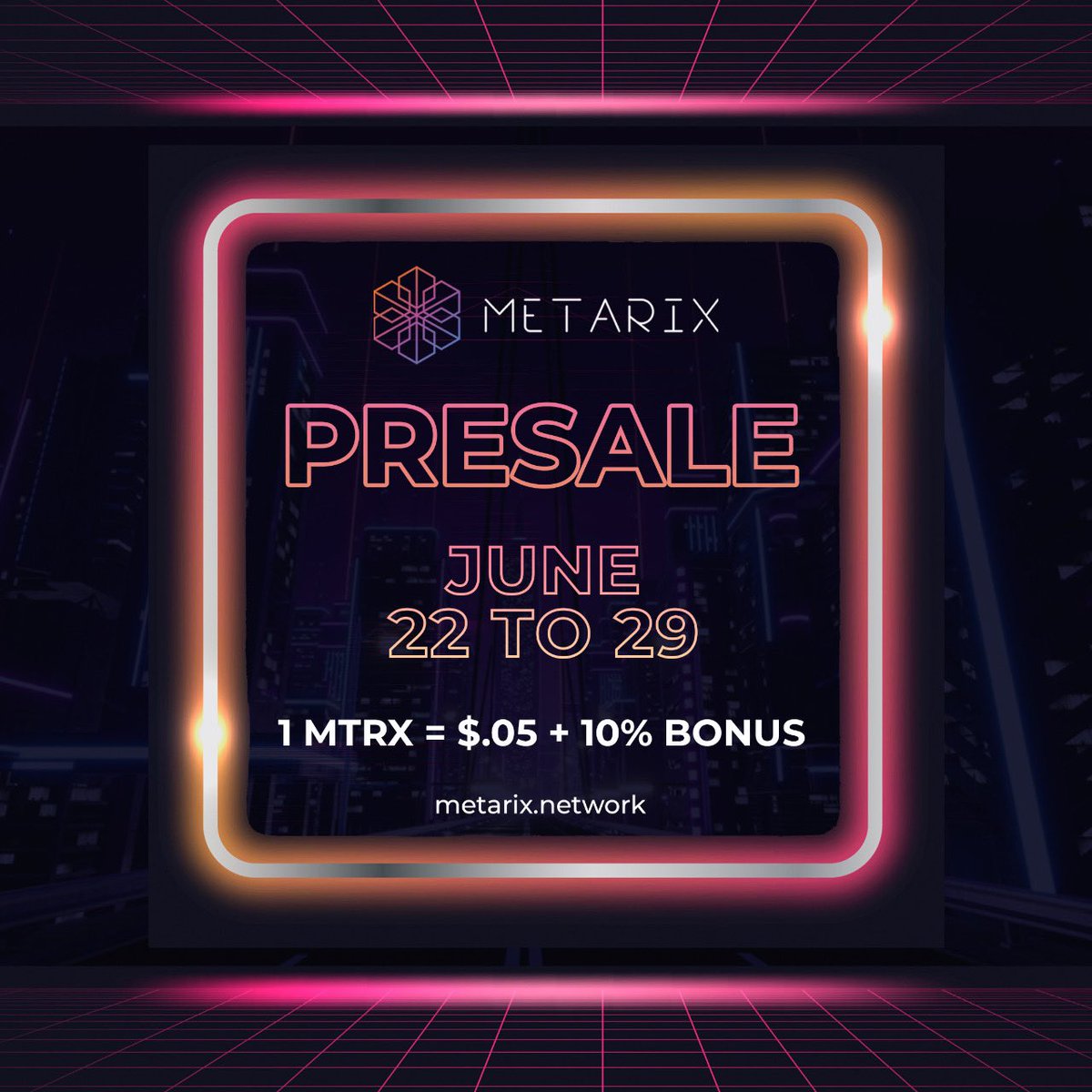 justn_trades's tweet photo. @The_Metarix PRESALE 7 days away🙀 
#Metarix #MTRX #MTRXARMY 🛸 https://t.co/7YuFew4TXs