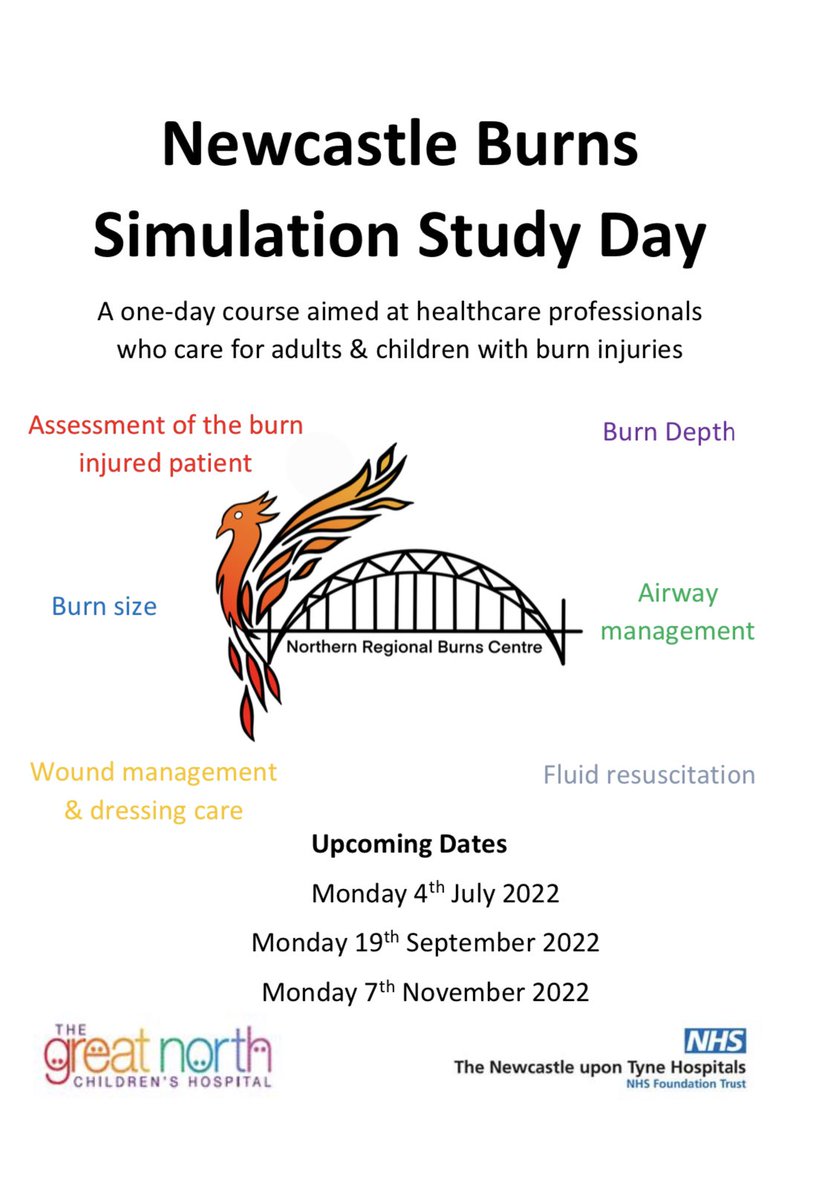 🚨 Our popular burn simulation study day returns for face-to-face training this year @NUTH_Sim @NewcastleHosps! Dates available over the Summer & Autumn for all allied health assessing or caring for burn patients. DM for details 🚨