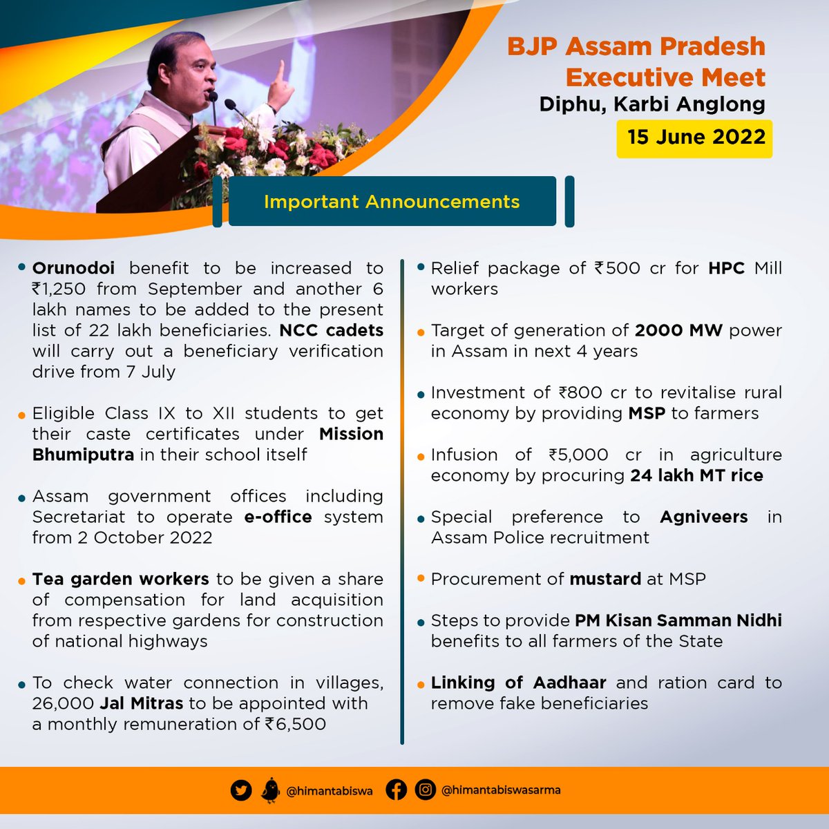 himantabiswa's tweet photo. Important announcements at the @BJP4Assam executive meeting in Karbi Anglong. https://t.co/YuXwb7Z14x
