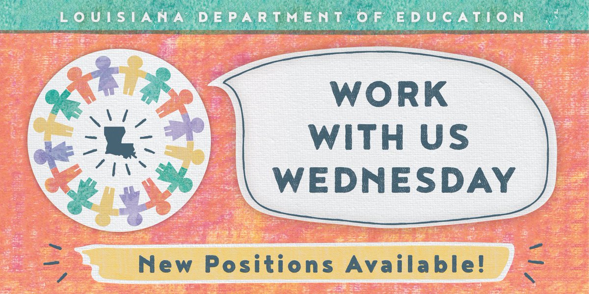 doelouisiana's tweet photo. It’s #WorkWithUsWednesday! 💼

Come achieve with us. #LABelieves #education 

Click the link below to view our current employment opportunities! #nowhiring #workwithus #jobs 
https://t.co/hWBDf8sb04

“Creativity is contagious. Pass it on.” – Albert Einstein https://t.co/S4yqT5GHcj