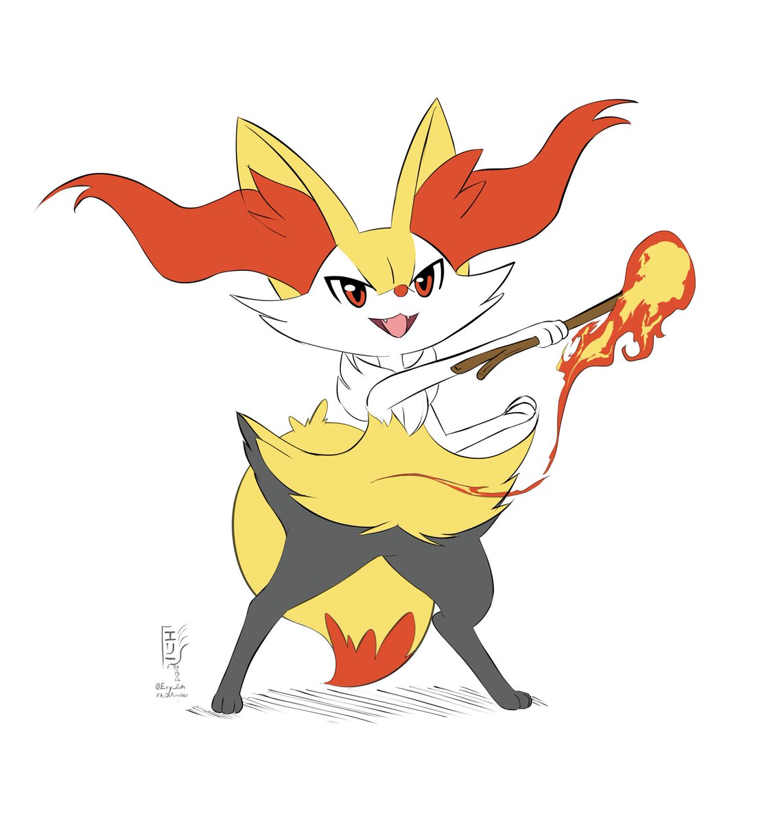 Eryz_01's tweet photo. Morning Doodle based on a figurine I have in my desk
#braixen #テールナー https://t.co/Qy5MyaEqdb