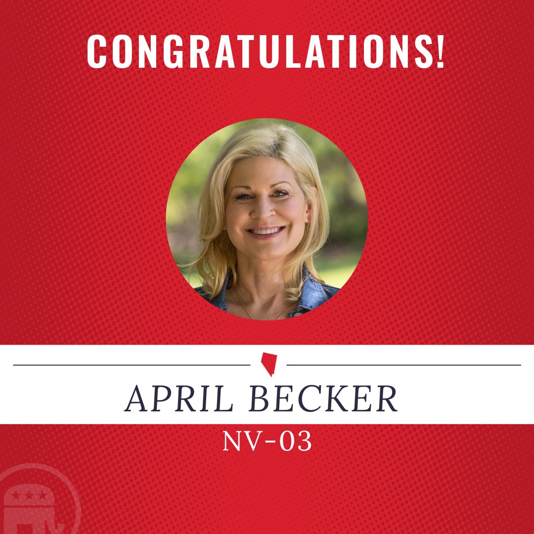 Republicans's tweet photo. .@VoteAprilBecker wins Nevada’s 3rd district GOP primary!  

Congratulations! Now time to take back the House! https://t.co/uRINNkrMtn