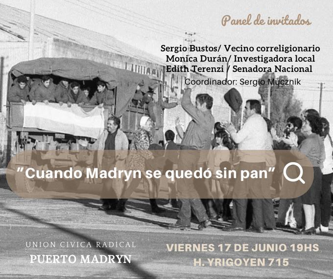 Continuando con el ciclo de charlas históricas, este VIERNES a las 19 hs, tendremos un panel de invitados para conversar sobre: 'El día en que Madryn se quedó sin pan'.