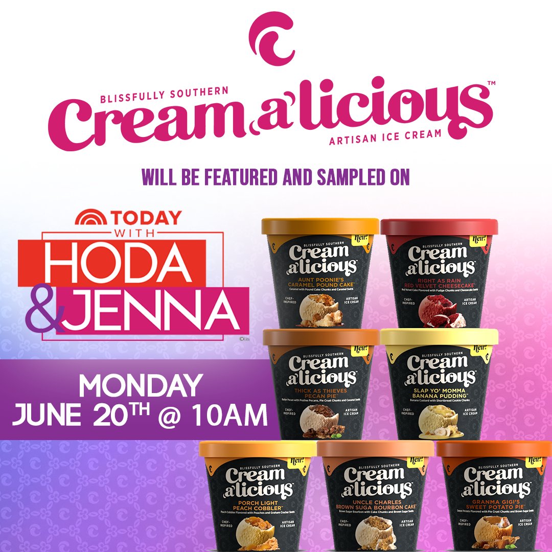 socreamalicious's tweet photo. Hey Dreamers!!! Hoda & Jenna of @TODAYshow will be sampling @socreamalicious on June 20th at 10am!!! #TodayShow #icecream #dessert #utterlydelicious https://t.co/MLOfKLrGXk