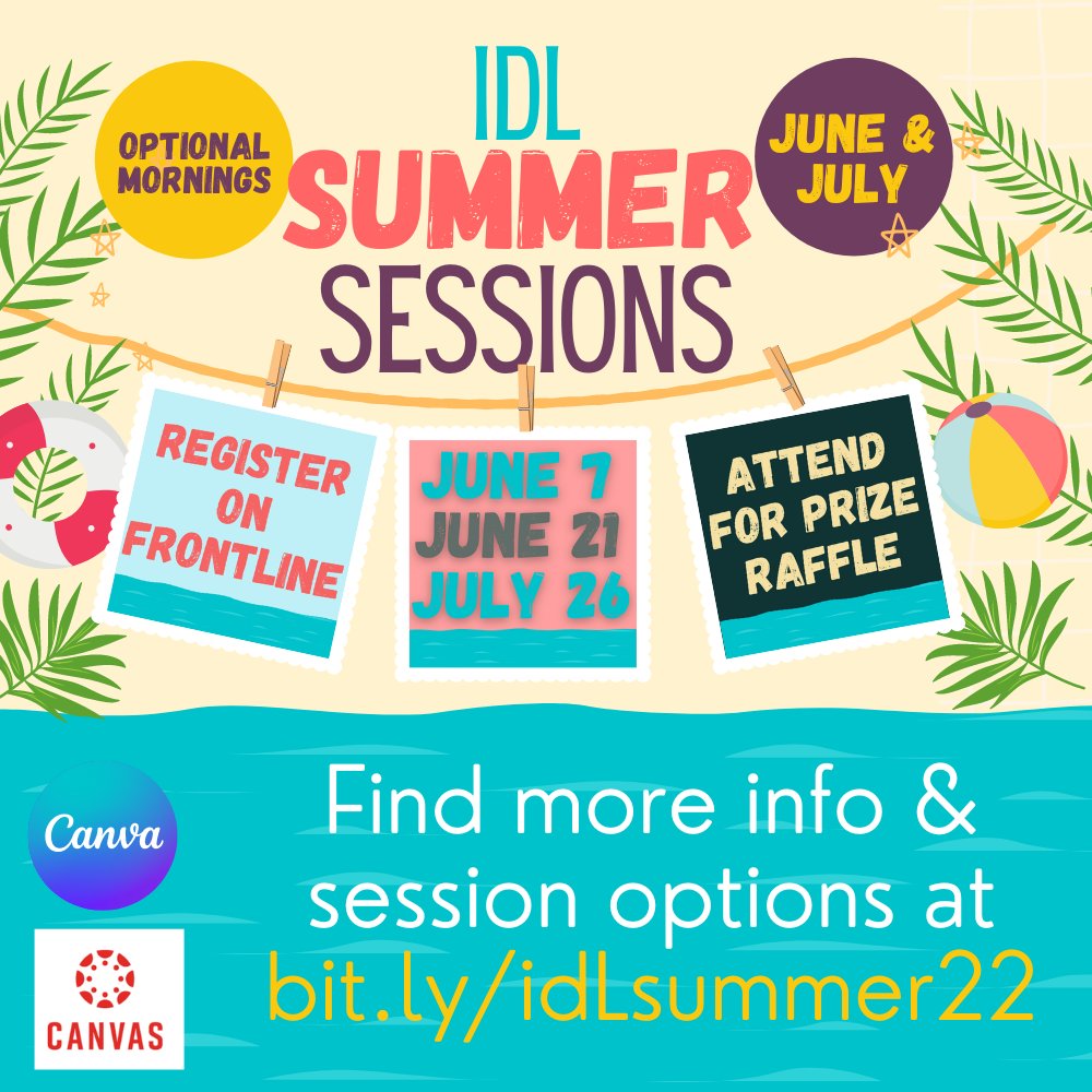 CCSD Innovation (@ccsdinnovation) on Twitter photo Do you like prizes? Attend one of our summer sessions and win! There are some great sessions (and some great prizes!) June 21 and July 26 from <a href="/Canvas_by_Inst/">Canvas by Instructure</a> & @Canva.
Find details and Frontline links at bit.ly/idLsummer22
#LeadCCSD #LearnCCSD <a href="/CCSDConnects/">CCSDConnects</a> Do you like prizes? Attend one of our summer sessions and win! There are some great sessions (and some great prizes!) June 21 and July 26 from <a href="/Canvas_by_Inst/">Canvas by Instructure</a> & @Canva.
Find details and Frontline links at bit.ly/idLsummer22
#LeadCCSD #LearnCCSD <a href="/CCSDConnects/">CCSDConnects</a>
