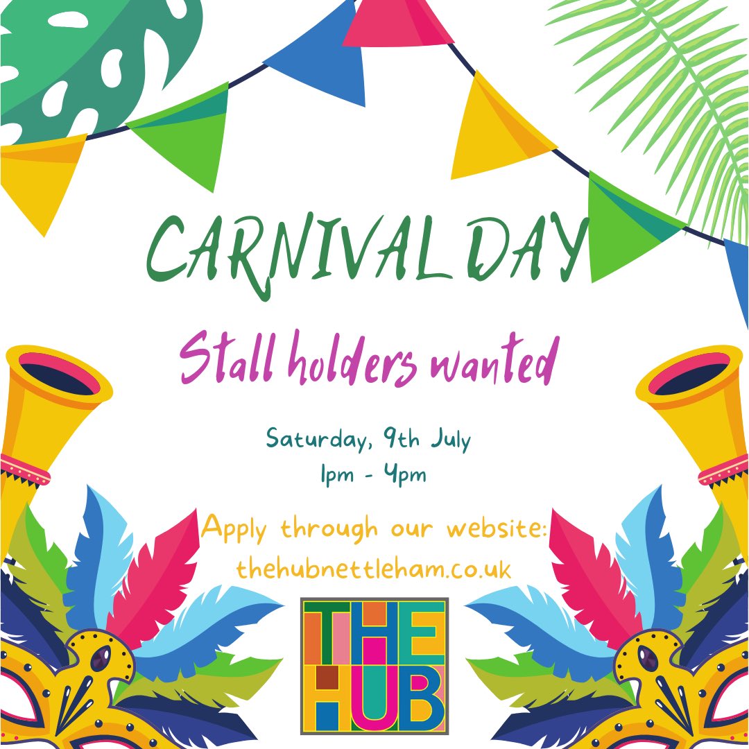THEHUBNettleham's tweet photo. Carnival Day in Nettleham is under a month away! 
THE HUB shall be opening up our garage for our popular preloved and book sale as well as having craft stalls! 
If you would like to have a stall, please apply through our website
#carnival #LINCOLNSHIRE #community #SmallBusinesses https://t.co/7zg0Dr5Pgk