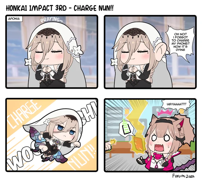 Charge Nun!! save you from dying phone.
#HonkaiImpact3rd 