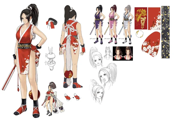 実はKOF14以降の舞ちゃんの服で毎回困ってんだけど、
ネットで見つかる衣装の模様のほぼ唯一の資料画像がこれ(1枚目)しか見つからなくて(1260x880px)、
拡大するとこんなに荒れちゃって(2枚目)ディティール判別しづらいので、
どなたかこの大きさ以上の画像持ってませんか・・・? 