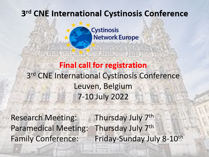 CystinosisE's tweet photo. Have you registered for the CNE Int'l Conference? Closing date soon! Research &amp; Paramedical meetings on 7 July, Family Conference 8-10 July. 7 language translation! Visit https://t.co/egrsXEy50i to register &amp; see the agenda - you can learn &amp; meet others living with #cystinosis https://t.co/LPkCEu8Dcx
