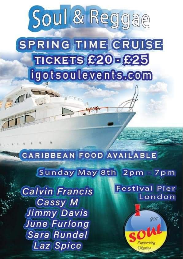 djcassym's tweet image. Summer time boat cruise:

I Got Soul Collective Presents

Soul &amp;amp; Reggae boat cruise Sunday 10th July 2pm - 7pm Festival Pier London

Caribbean food available.
From Nyam Dis Richmond
tickets £20 - £25
ticketsource.co.uk/igotsoul/t-nok…

igotsoulevents.com
