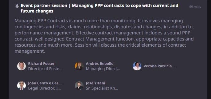 JYitani's tweet photo. @K_infra and @WAPPP-World Association of PPP Units &amp; Professionals. to share the floor with João Canto e Castro, Verona Vacianna and Richard Foster.
Great opportunity to share @the_IDB LAC findings  on #Contract #Management https://t.co/iYbYjNXWHU