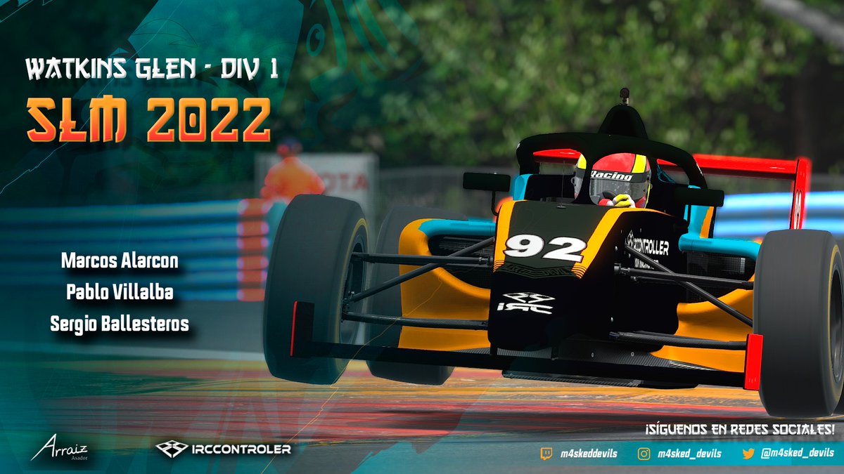 m4sked_devils's tweet photo. #iRacing 

Race day en la #SLM @DriversparadeCb con la división 1!

🇺🇸 watkins glen
🏎️ IR-04
👤 @markinho_AG 
👤 @Pabliko007  
👤 @sergio94b 
 
⏰ 22:20
📺 https://t.co/qQ1ZVTfdbT

#GoDevils 😈 https://t.co/IakIznnurA